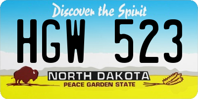 ND license plate HGW523