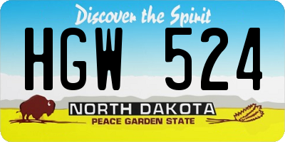 ND license plate HGW524