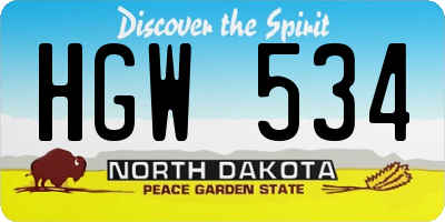 ND license plate HGW534