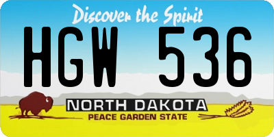 ND license plate HGW536