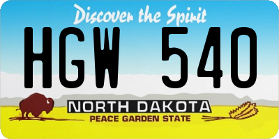 ND license plate HGW540