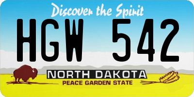 ND license plate HGW542