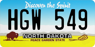 ND license plate HGW549