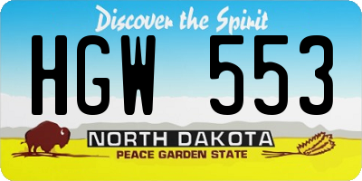 ND license plate HGW553