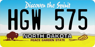 ND license plate HGW575