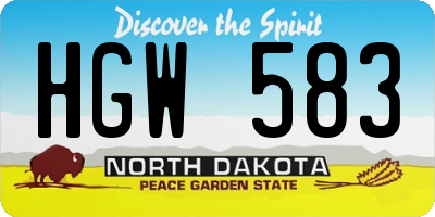 ND license plate HGW583