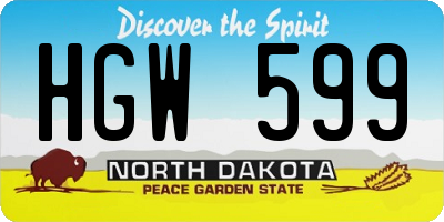 ND license plate HGW599