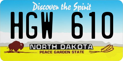ND license plate HGW610