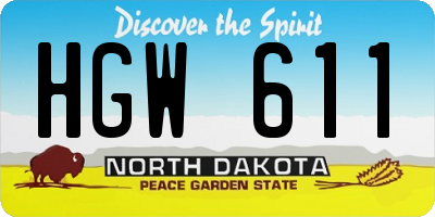 ND license plate HGW611