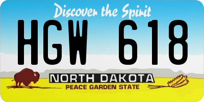 ND license plate HGW618