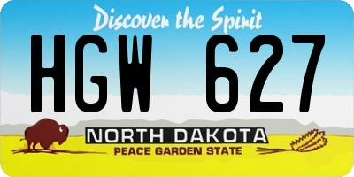 ND license plate HGW627