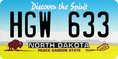 ND license plate HGW633