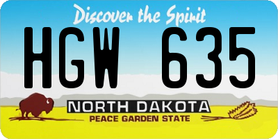 ND license plate HGW635