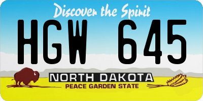 ND license plate HGW645