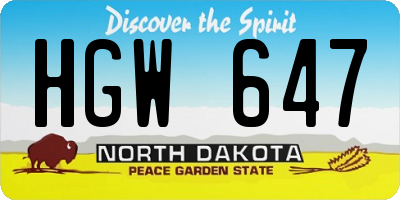 ND license plate HGW647