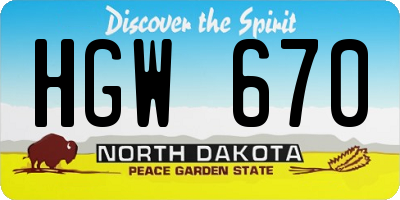 ND license plate HGW670