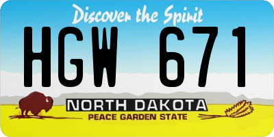 ND license plate HGW671