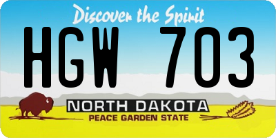 ND license plate HGW703