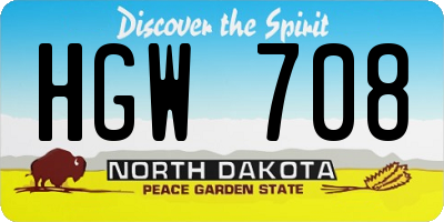 ND license plate HGW708