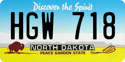 ND license plate HGW718