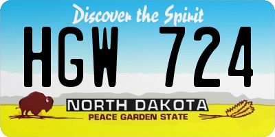 ND license plate HGW724