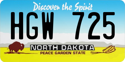 ND license plate HGW725