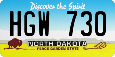 ND license plate HGW730