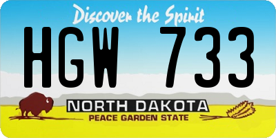 ND license plate HGW733