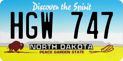 ND license plate HGW747
