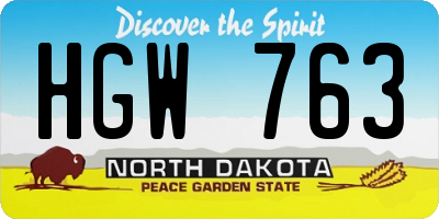 ND license plate HGW763