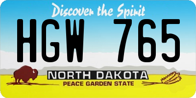 ND license plate HGW765