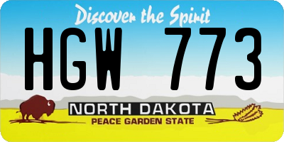 ND license plate HGW773