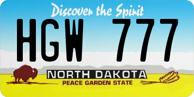 ND license plate HGW777