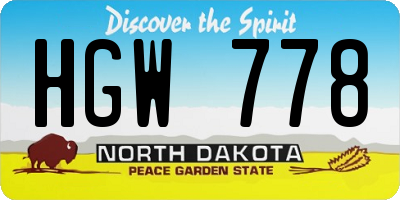 ND license plate HGW778