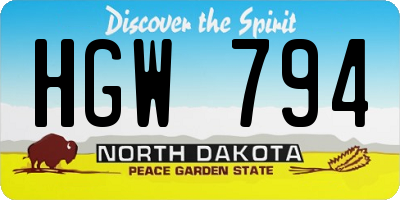 ND license plate HGW794