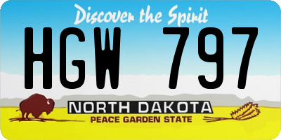 ND license plate HGW797