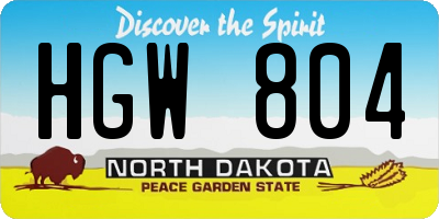 ND license plate HGW804