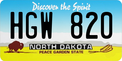 ND license plate HGW820