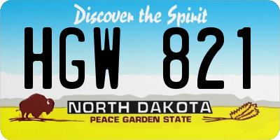 ND license plate HGW821