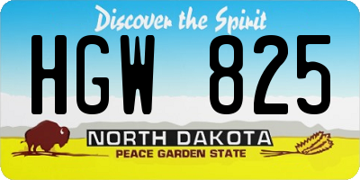 ND license plate HGW825