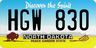 ND license plate HGW830