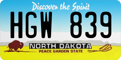 ND license plate HGW839