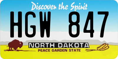 ND license plate HGW847