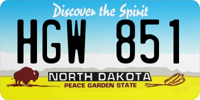 ND license plate HGW851