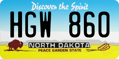 ND license plate HGW860