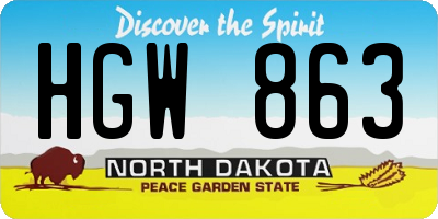 ND license plate HGW863