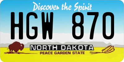 ND license plate HGW870