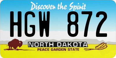ND license plate HGW872