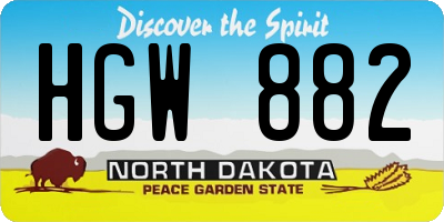 ND license plate HGW882