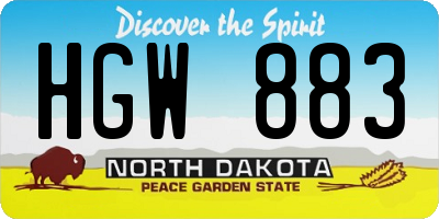 ND license plate HGW883